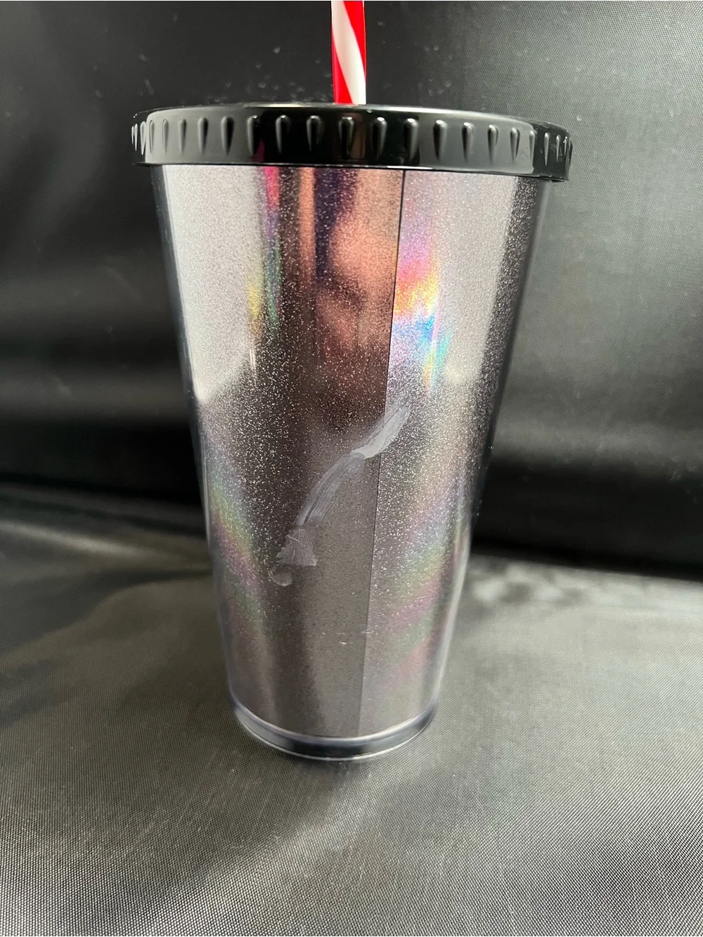 Starbucks Black Glitter Double Wall Cold Cup Tumbler Lid Straw Reusable